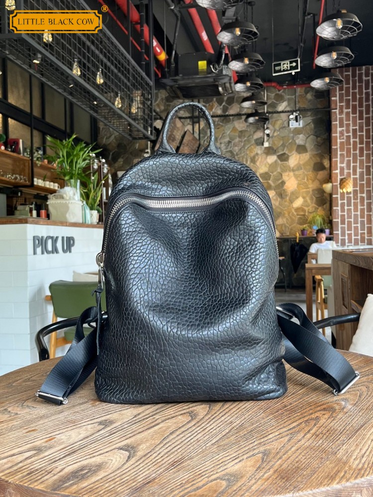 Leather Work Backpack - Soft Natural Sheepskin Casual Backpack Unisex