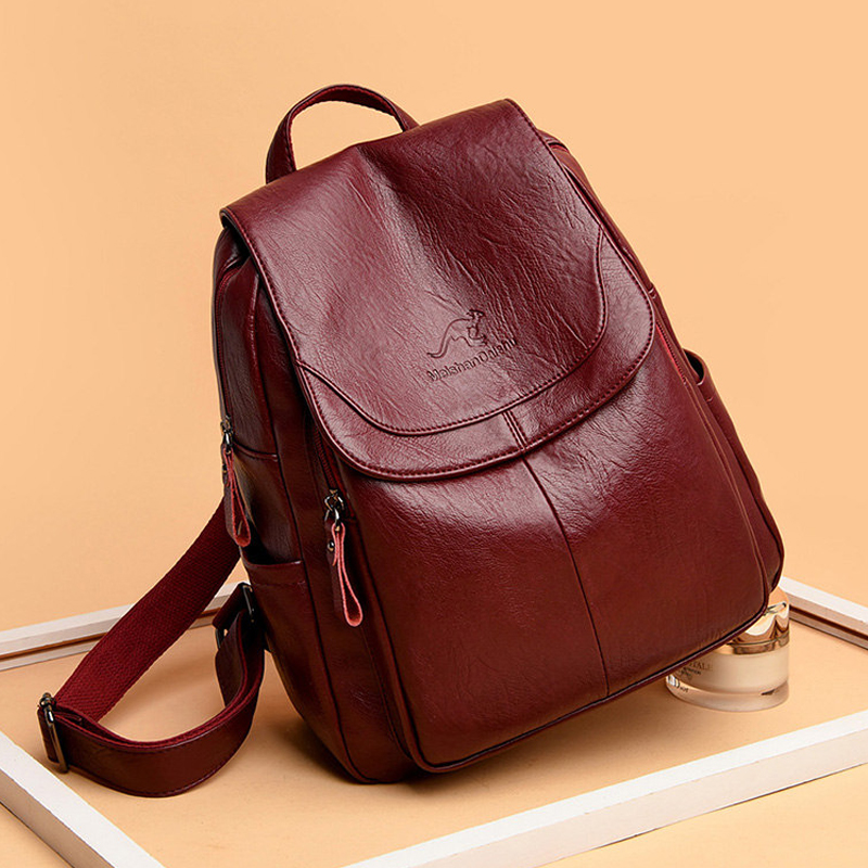 Leather Work Backpack - Nóng Bagpack Nữ Thiết Kế Ba