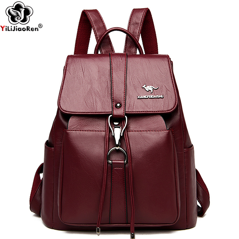 Leather Work Backpack - Chống Trộm Ba Lô Nữ Túi