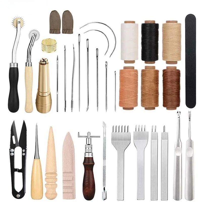 Beginner Leatherwork Kit - 25Pcs Leather Working Tools For Beginners