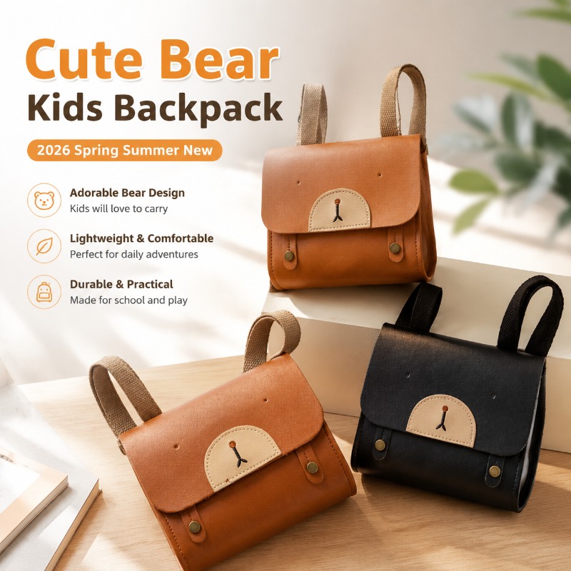 Leather Work Backpack - Kids Backpack 2026 Spring Summer New