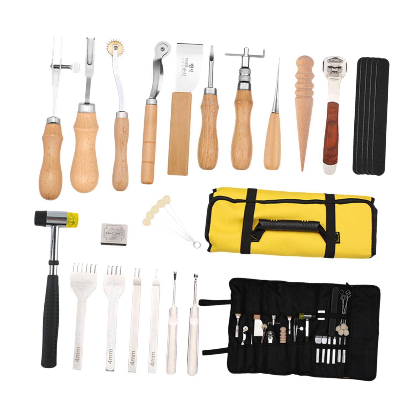 Beginner Leatherwork Kit - 29x PU Leather Working Kit Equipment