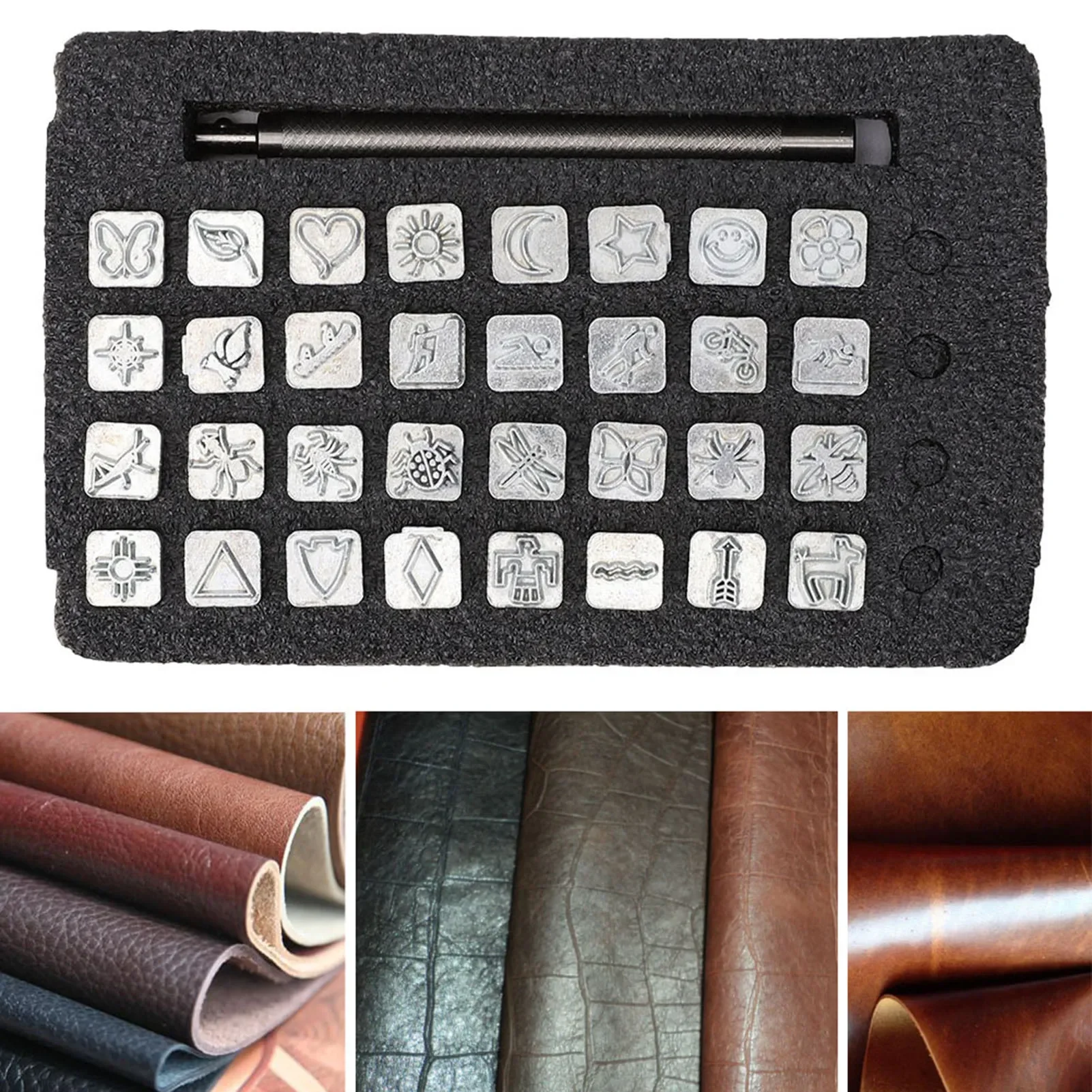 32PCS Cartoon Animal Plant Lea - đánh giá và giá Leather Stamp Set