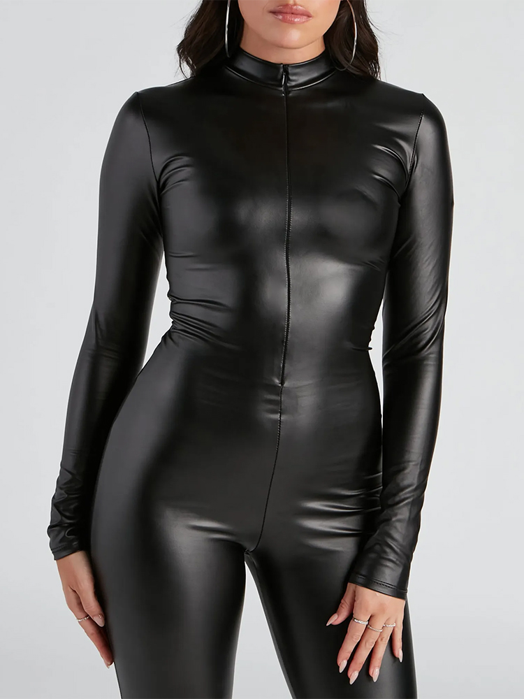 Women Stretch Matte Faux Leath - đánh giá và giá Leather Work Overalls