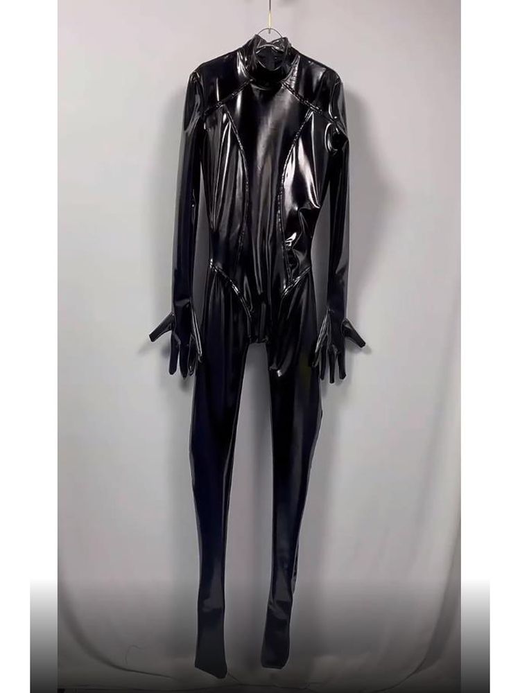 Ướt Nhìn PVC Catsuit Sáng Bóng - đánh giá và giá Leather Work Overalls