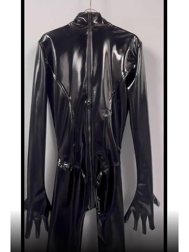 Ướt Nhìn PVC Catsuit Sáng Bóng - đánh giá và giá Leather Work Overalls