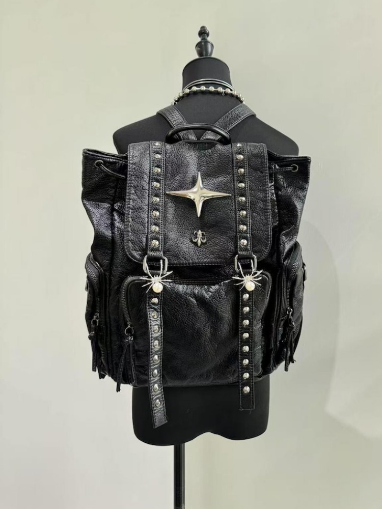 Gothic Punk PU Leather Shoulde - đánh giá và giá Leather Work Backpack