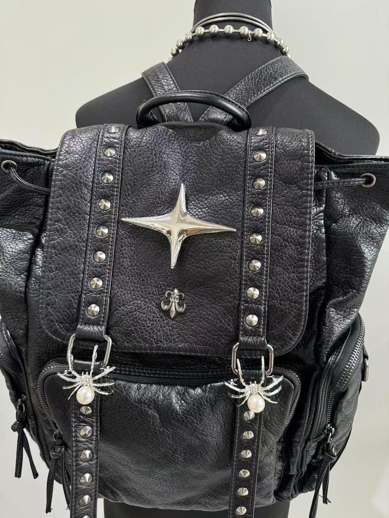 Gothic Punk PU Leather Shoulde - đánh giá và giá Leather Work Backpack