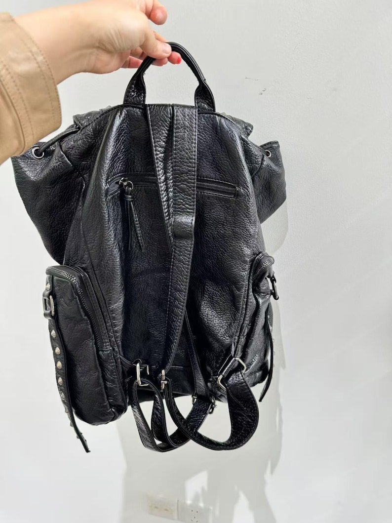 Gothic Punk PU Leather Shoulde - đánh giá và giá Leather Work Backpack