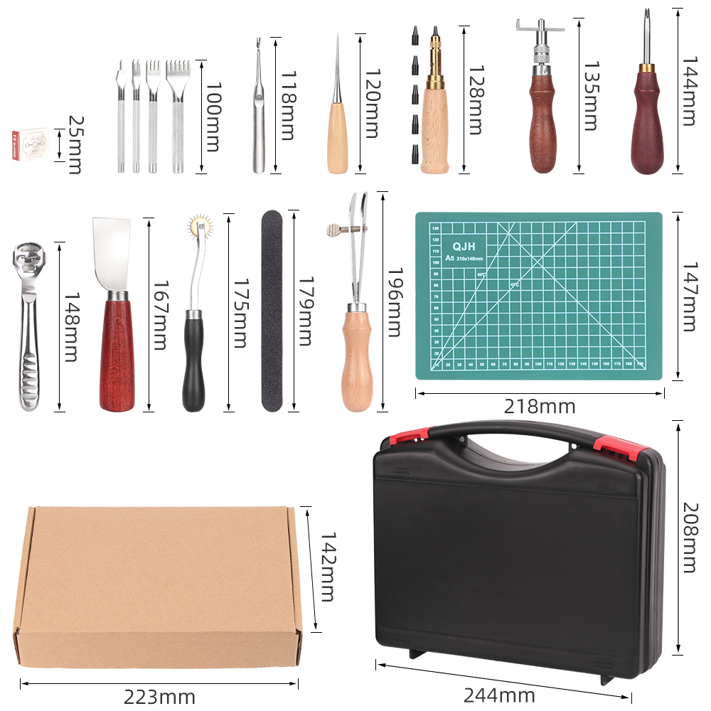 QJH 15 Piece Leather Craft Too - đánh giá và giá Beginner Leatherwork Kit