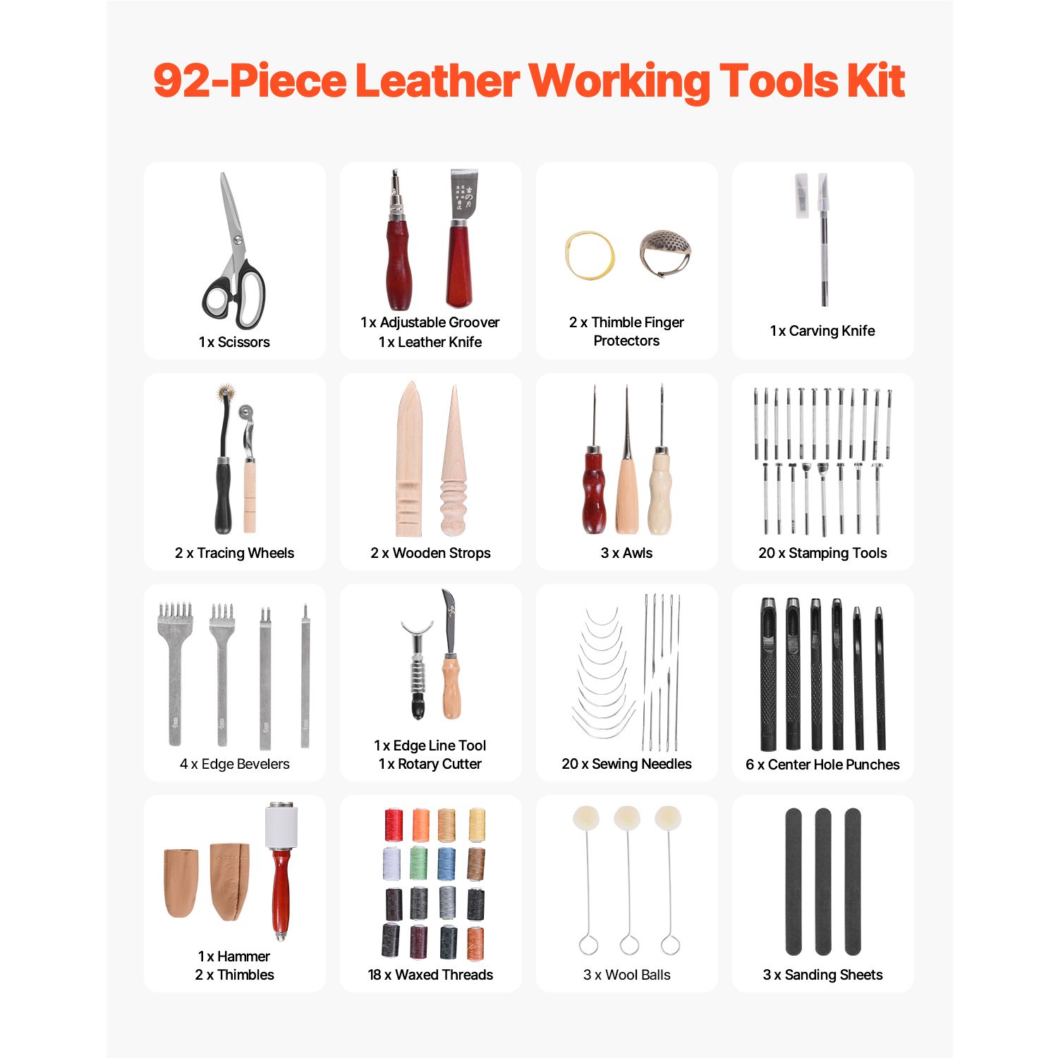 Leather Working Tools Kit, 92  - đánh giá và giá Beginner Leatherwork Kit
